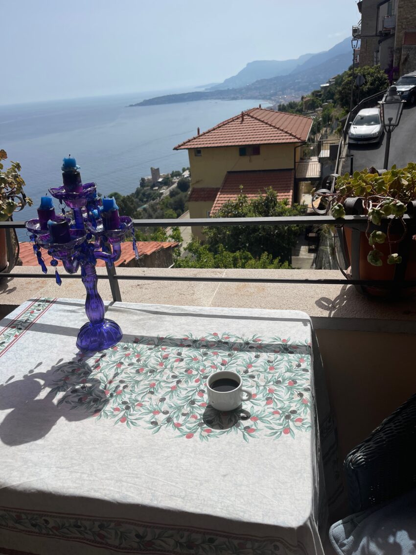 The view from our rental apartment in Grimaldi di Ventimiglia, Italy.