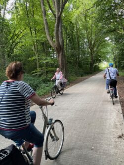 There are all manner of bike trails in the Netherlands, and there appears to be no age limit to bicycle riders. Scooters are allowed on the bike paths too.