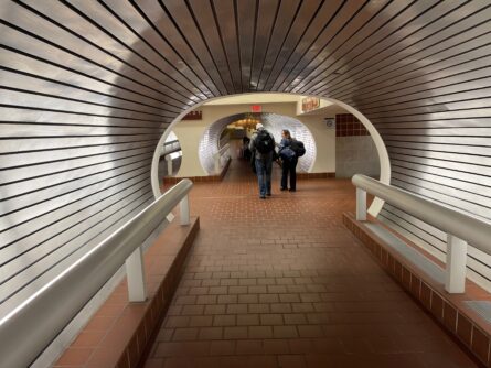 New Haven Union station has a variety of food for sale and this cool tunnel beneath the tracks.
