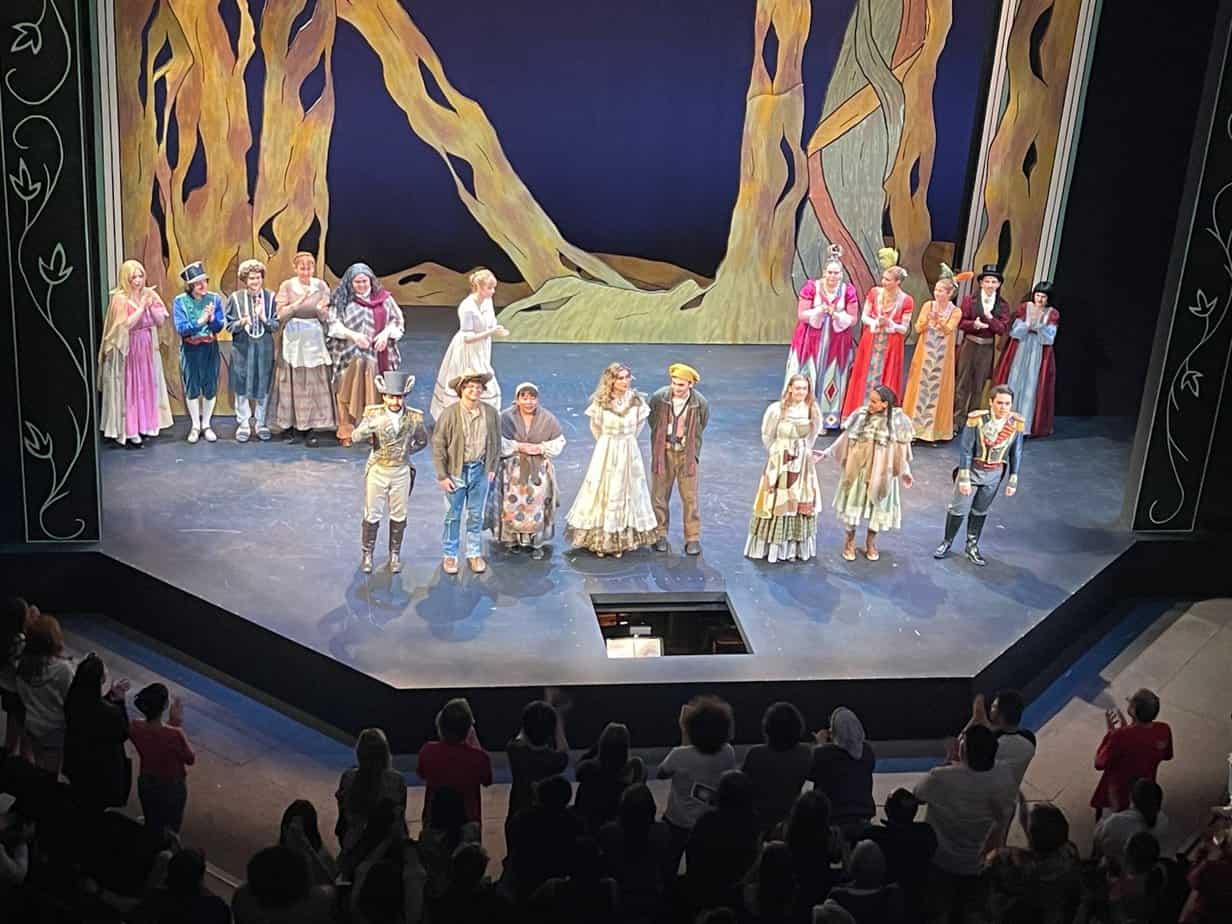 The full cast of Into the Woods, presented by UMass Theater May 2023.