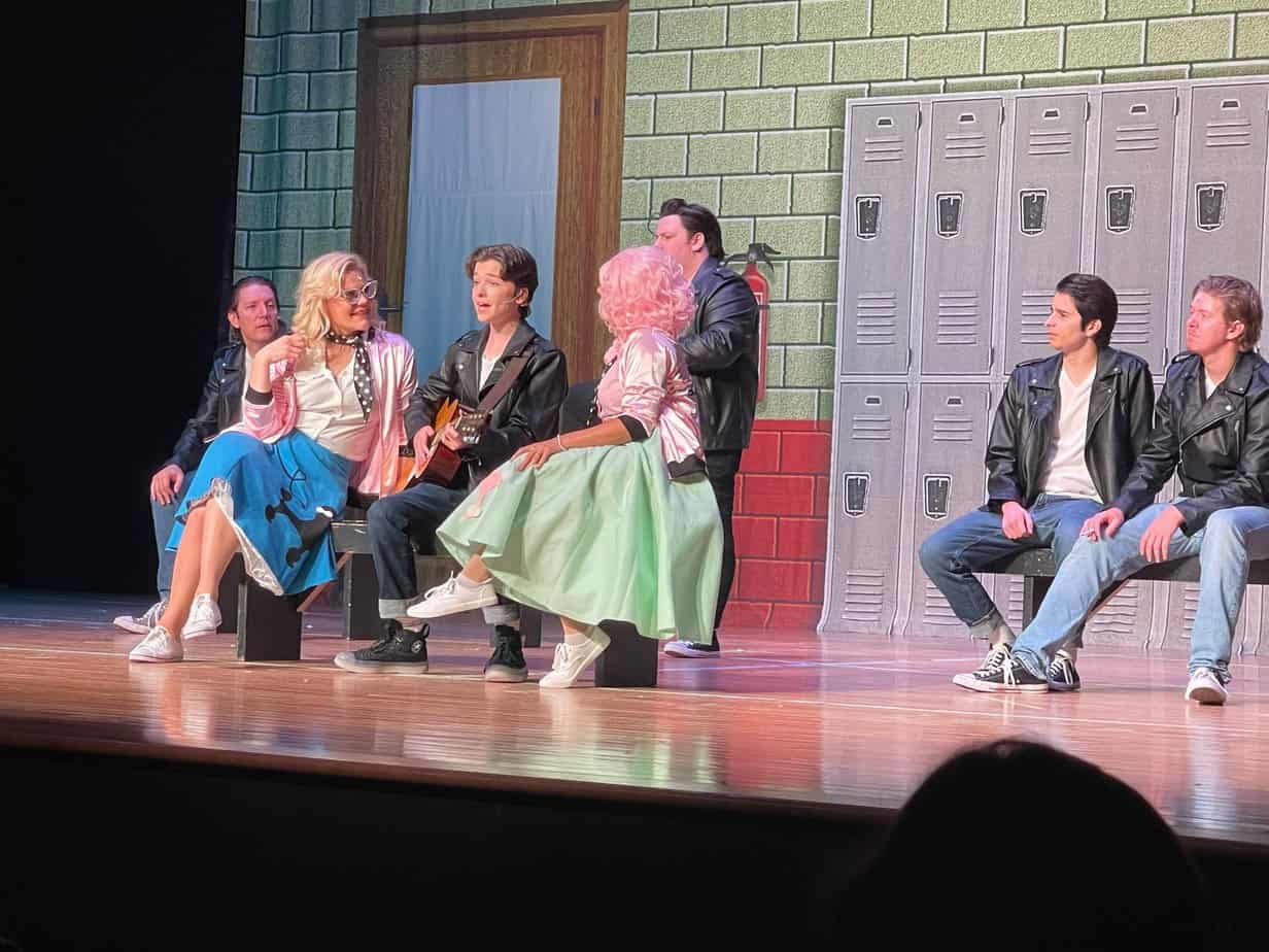 Bj Kulp, Ruthie Cogswell, Dylan Vinton, Samantha Myburgh and William LaPlante in Grease at Ja'Duke.