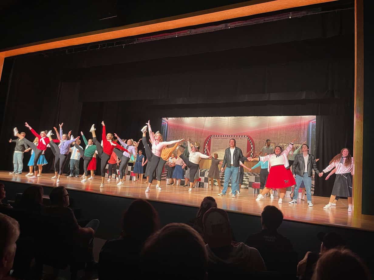 The full cast of Grease, at Ja'Duke Center for the Performing Arts in Turners Falls.