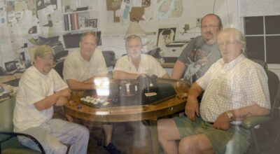 Dave, Max, Steve, Don and Ed at the poker table.