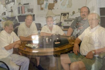 Dave, Max, Steve, Don and Ed at the poker table.