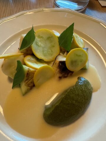 Espace Old Mill zucchini with the four-course tasting menu in Quebec.