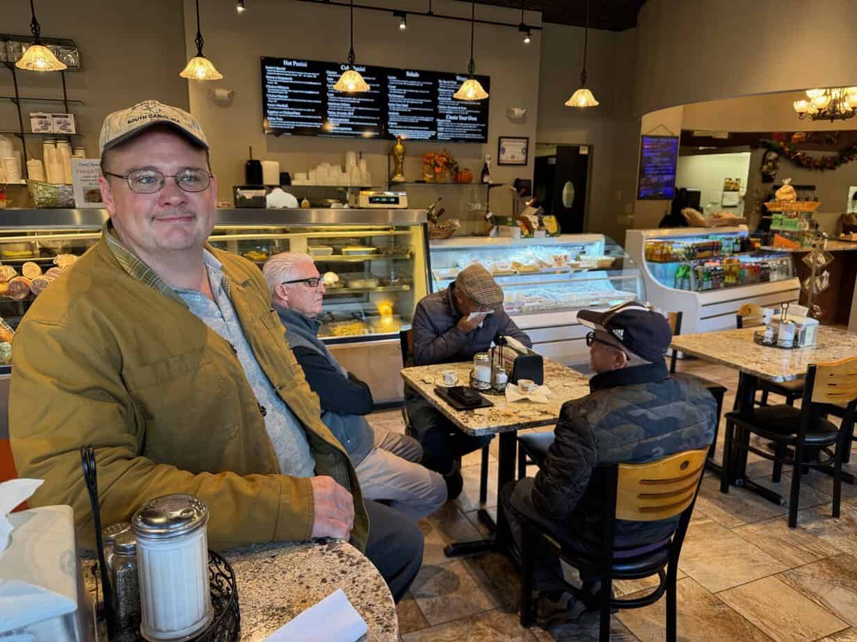 Cappuccinos at La Fiorentina's with the regulars, Springfield MA.